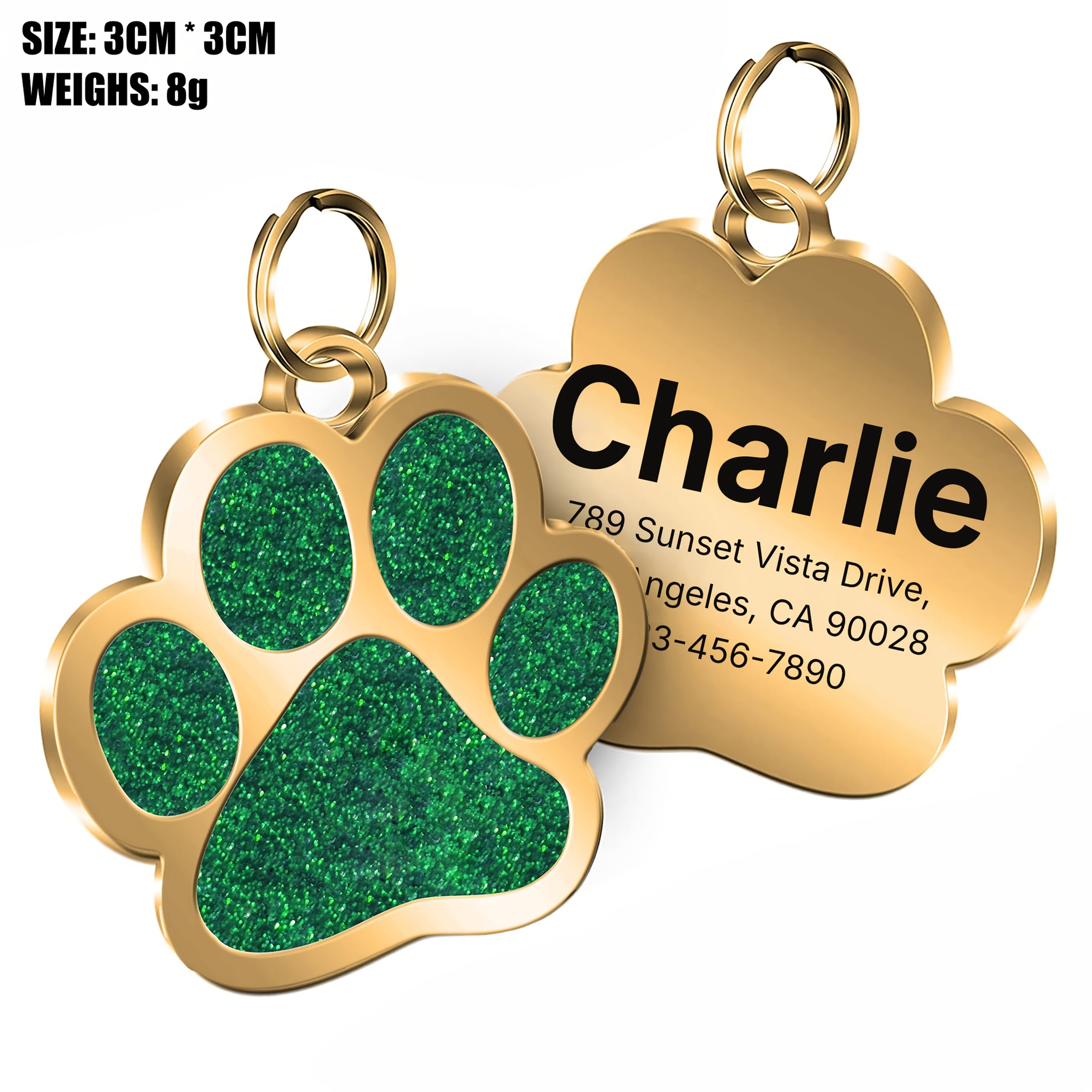 Custom Personalized Engraved Nameplates For Pets Dogs And Cats ID Name Phone Address Alloy Tags Anti-loss Custom Pet Paw Shape Dog Tags Clear Non-fading Durable Customized Metal Hang Tags For Dogs And Cats