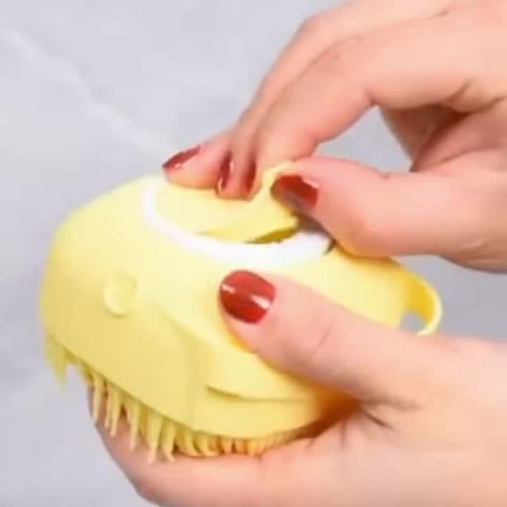 Soft Silicone Pet Bath Massage Brush with Soap & Shampoo Dispenser for Long And Short-Haired Dogs & Cats Grooming Shower Brush