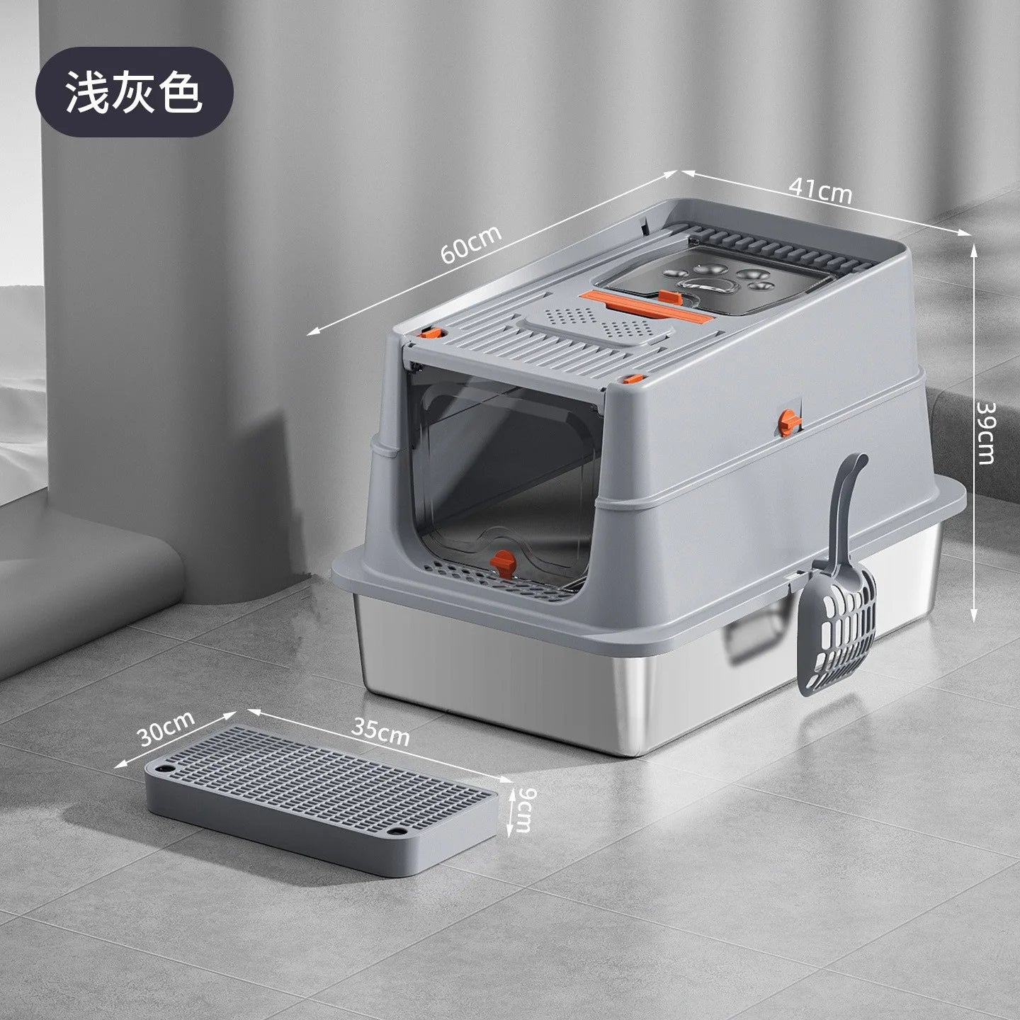 Premium Stainless Steel XXL Cat Litter Box Anti-Splash Leak-Proof Portable Hand Carry Covered Pet Toilet Easy Clean for Cats