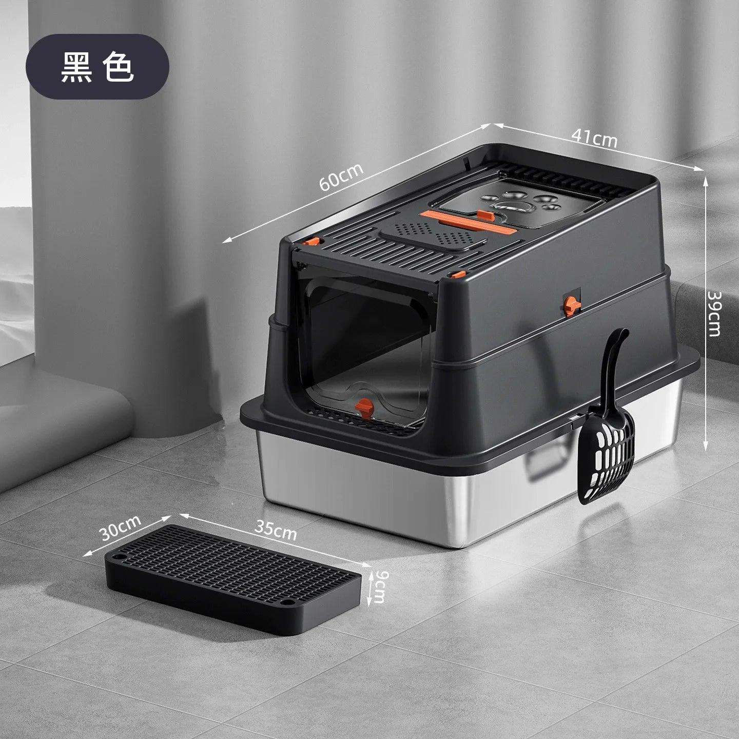 Premium Stainless Steel XXL Cat Litter Box Anti-Splash Leak-Proof Portable Hand Carry Covered Pet Toilet Easy Clean for Cats