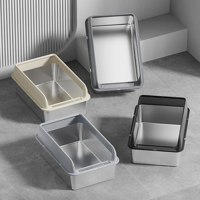 20L Stainless Steel Cat Litter Box with Odor Control Large Capacity Pet Toilet with Accessories And Cat Carrier Included