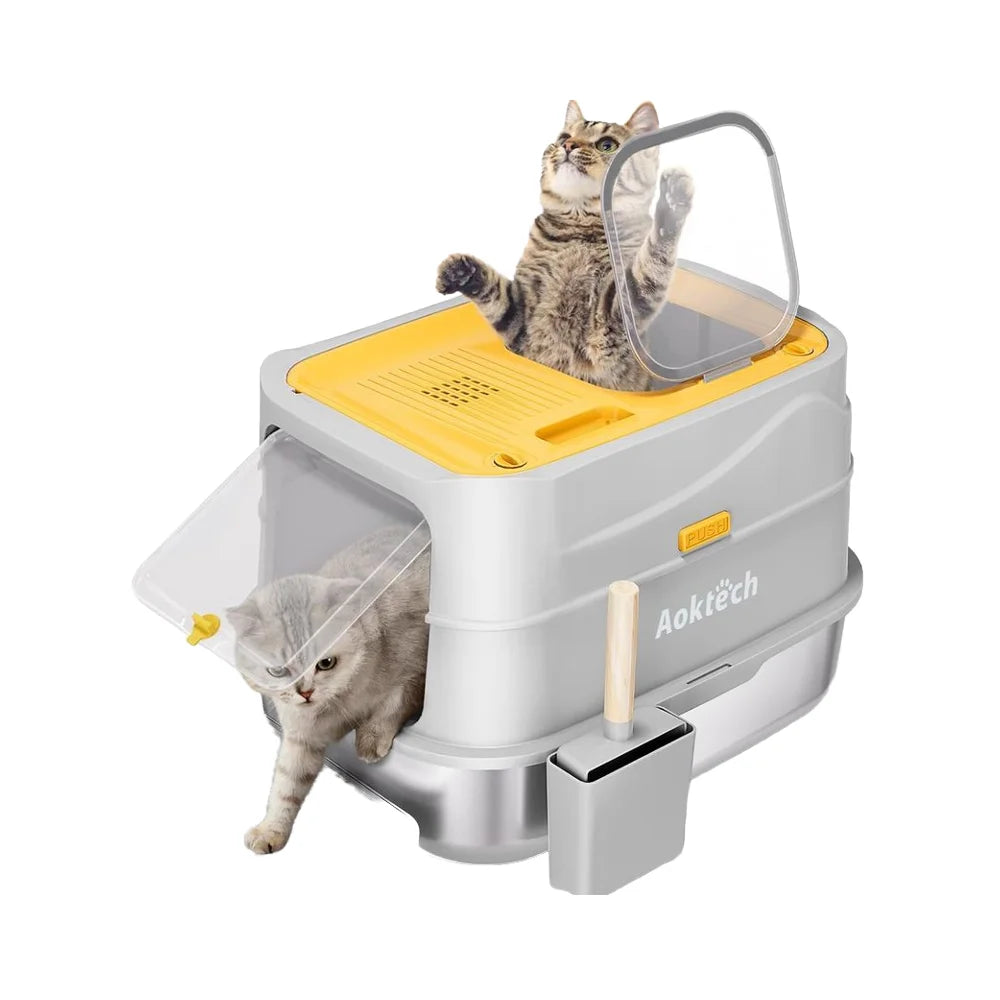 Aoktech Portable Cat Toilet Huge Cat Litter Scoop Litter Box Easy Clean Feature 20L Inner Space Made Sand PP Kitty Pet Supplies