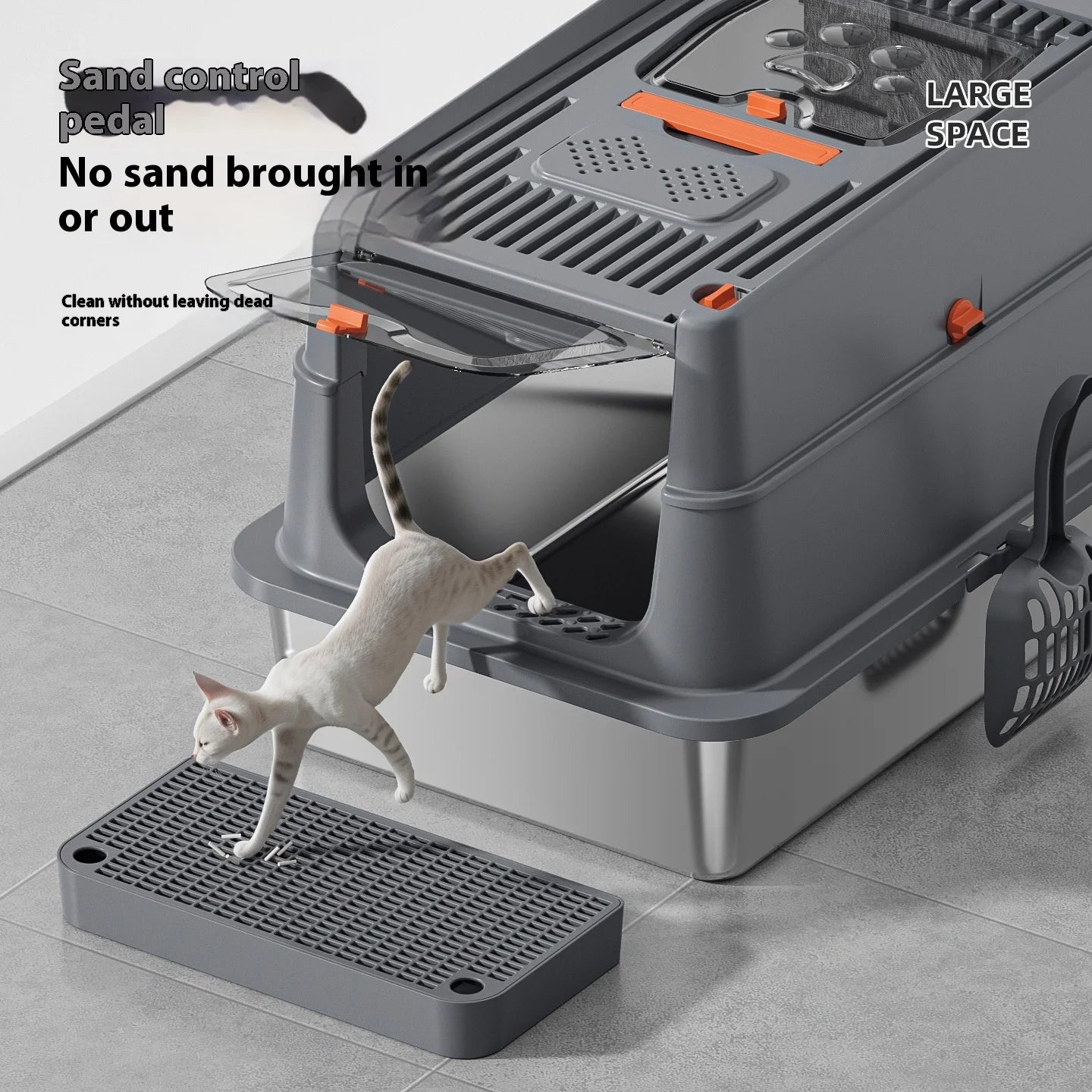 Premium Stainless Steel XXL Cat Litter Box Anti-Splash Leak-Proof Portable Hand Carry Covered Pet Toilet Easy Clean for Cats