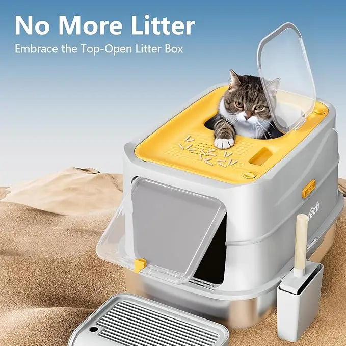 Aoktech Portable Cat Toilet Huge Cat Litter Scoop Litter Box Easy Clean Feature 20L Inner Space Made Sand PP Kitty Pet Supplies