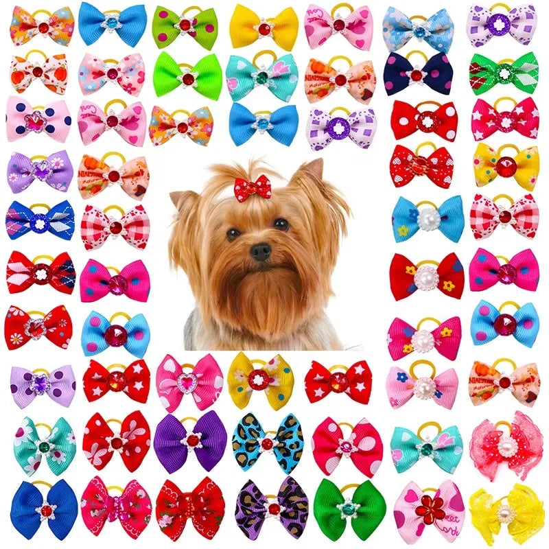 Pet Christmas Custom Headwear | Adjustable Dog Bows & Cat Flower Headbands for Festive Pets"