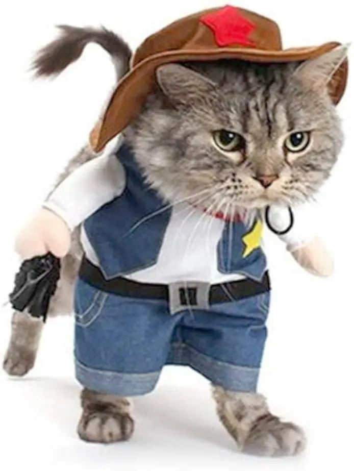Halloween Pet Costume for Cats Dogs Funny Cowboy Outfit Small Animal Cosplay Halloween Accessory