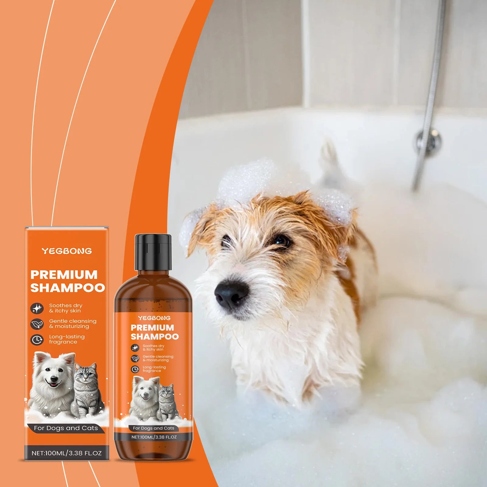 Natural Pet Shampoo for Dogs & Cats Coconut Oil Derivative Odor & Tangle Remover Flea & Insect Repellent
