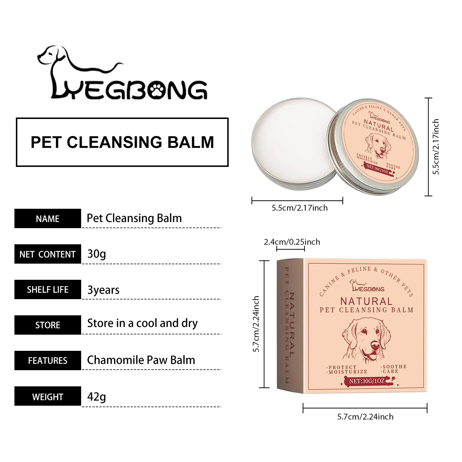 YEGBONG Pet Tear Stain Remover Balm for Dogs 30g Eye Cleaning Cream Reduces Tear Marks Prevents Pigmentation Dries Eyes