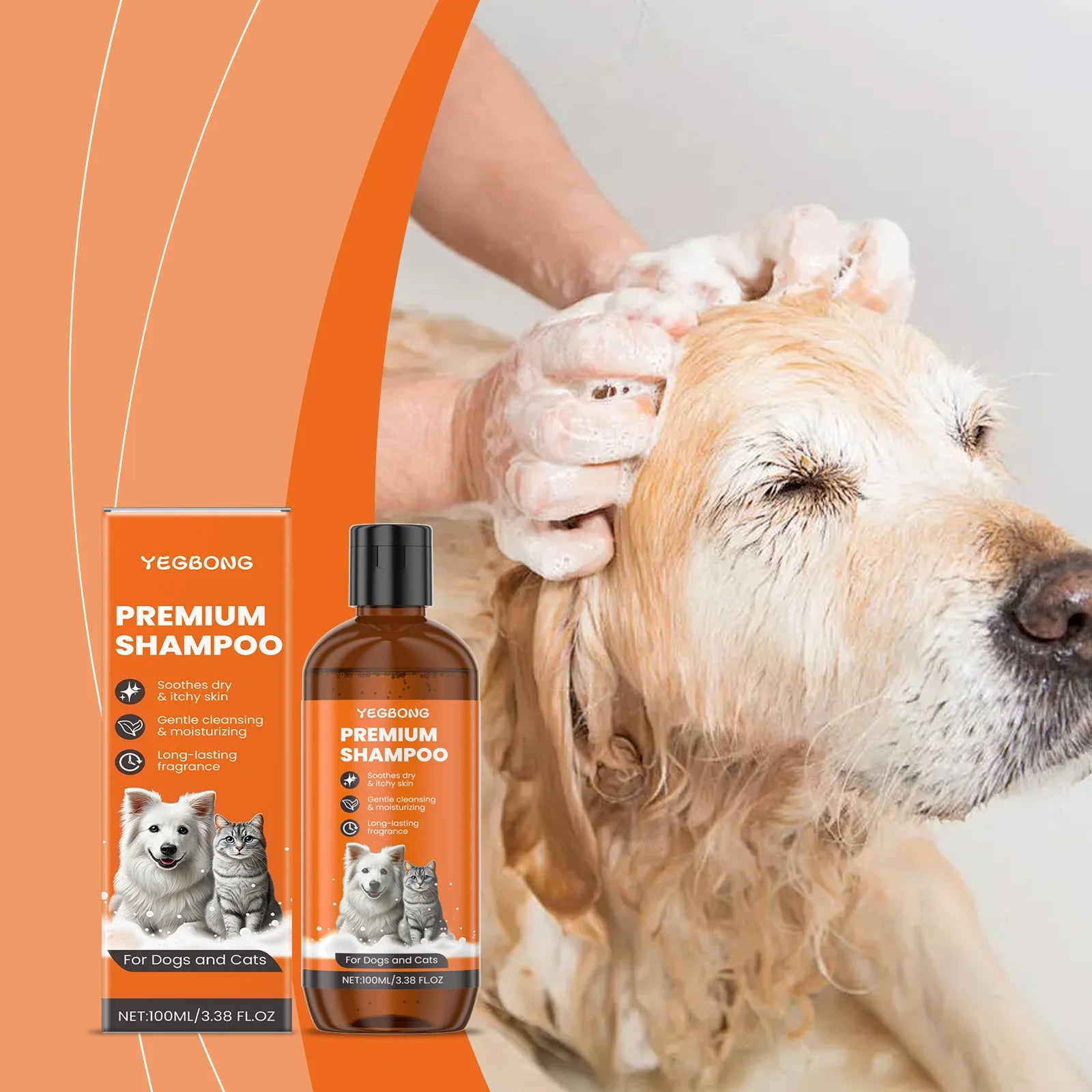 Natural Pet Shampoo for Dogs & Cats Coconut Oil Derivative Odor & Tangle Remover Flea & Insect Repellent