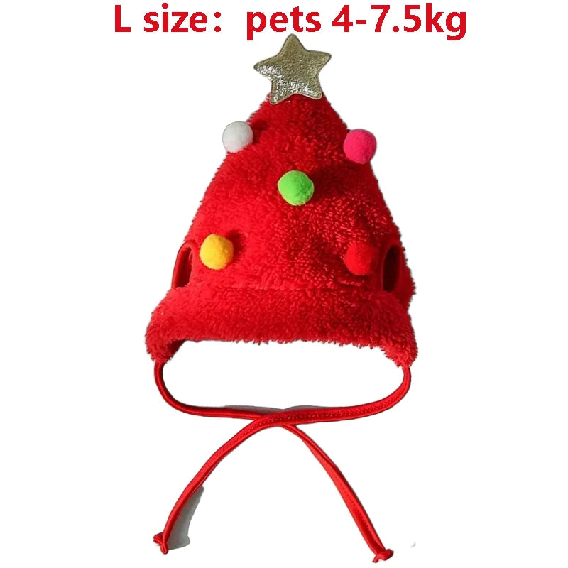 Pet Holiday Costume Set for Cats - Christmas Puppy Dog Cat Santa Elk Hat with Bandana Bib Scarf Cat Accessories Fashion Dress up Supplies