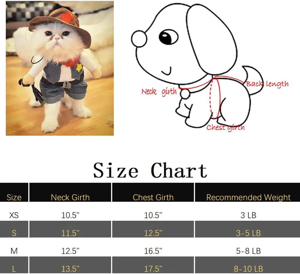 Halloween Pet Costume for Cats Dogs Funny Cowboy Outfit Small Animal Cosplay Halloween Accessory