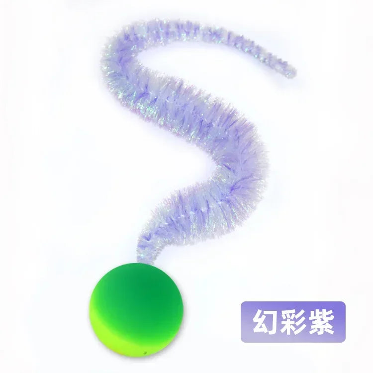 Interactive Cat Toy Tickle Cat Colorful Bouncing Ball Elastic Teasing Puzzle Pet Supplies for Indoor Cats