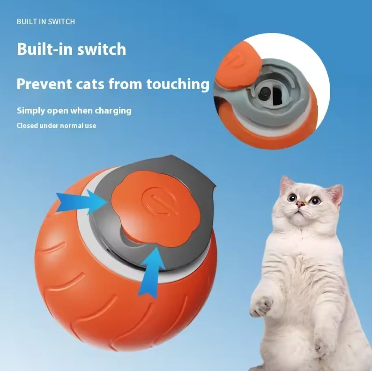 Interactive Cat Ball Toy Automatic Rolling with Faux Tail USB Rechargeable Smart Electric Pet Teaser And Training Device
