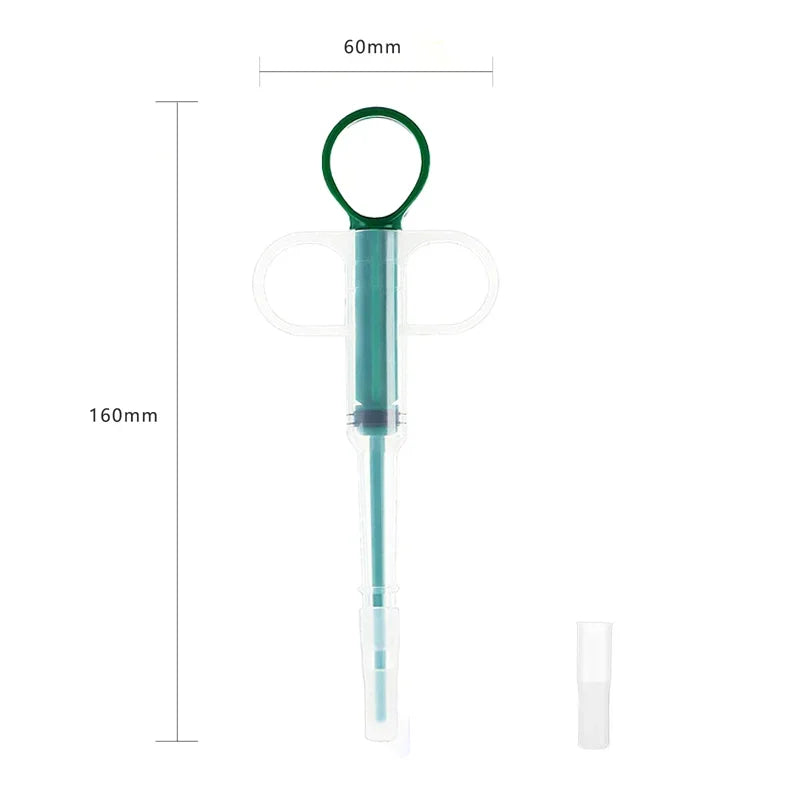 Pet Medication Dispenser for Cats And Dogs Green Pressing Feeding Stick Pill Feeder with Silicone Tip PP Material Pet Care Accessory