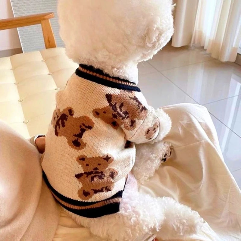Luxury Striped Cardigan Sweater for Chihuahua Bichon Frise Puppy Kitten - Warm Cotton Pet Outfit Dog Clothes Cat Coat Accessory