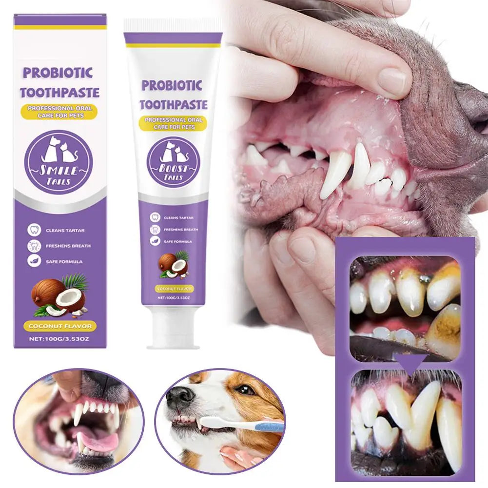 Pet Probiotic Toothpaste for Dogs And Cats Fresh Breath Formula Improves Bad Breath Reduces Dental Plaque Removes Tartar Oral Care