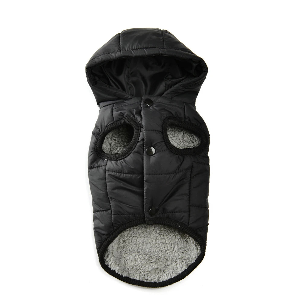 Warm Fleece Dog Hoodie Coat for Small Medium Dogs Winter Thick Cozy Jacket with D-Ring Puppy Parka Costume Striped Polyester Cotton