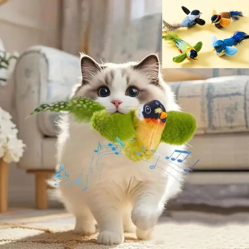 Interactive Cat Toy Teaser with Sounding Catnip Indoor Wall Hanging Bird Design for Chasing And Teasing Kept Short And Eye Catching