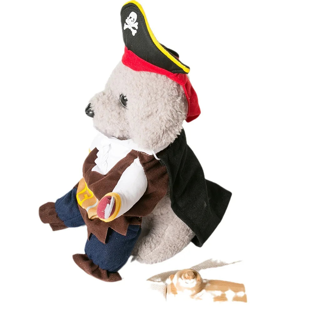 Pirate Pet Costume Suit for Dogs And Cats Funny Corsair Dress-Up Party Apparel with Hat plus Size Available Polyester Material