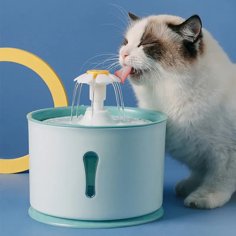 2.4L Cat Drinking Water Fountain with Activated Carbon Filters LED Automatic Feeder USB Charging Pet Dispenser Container