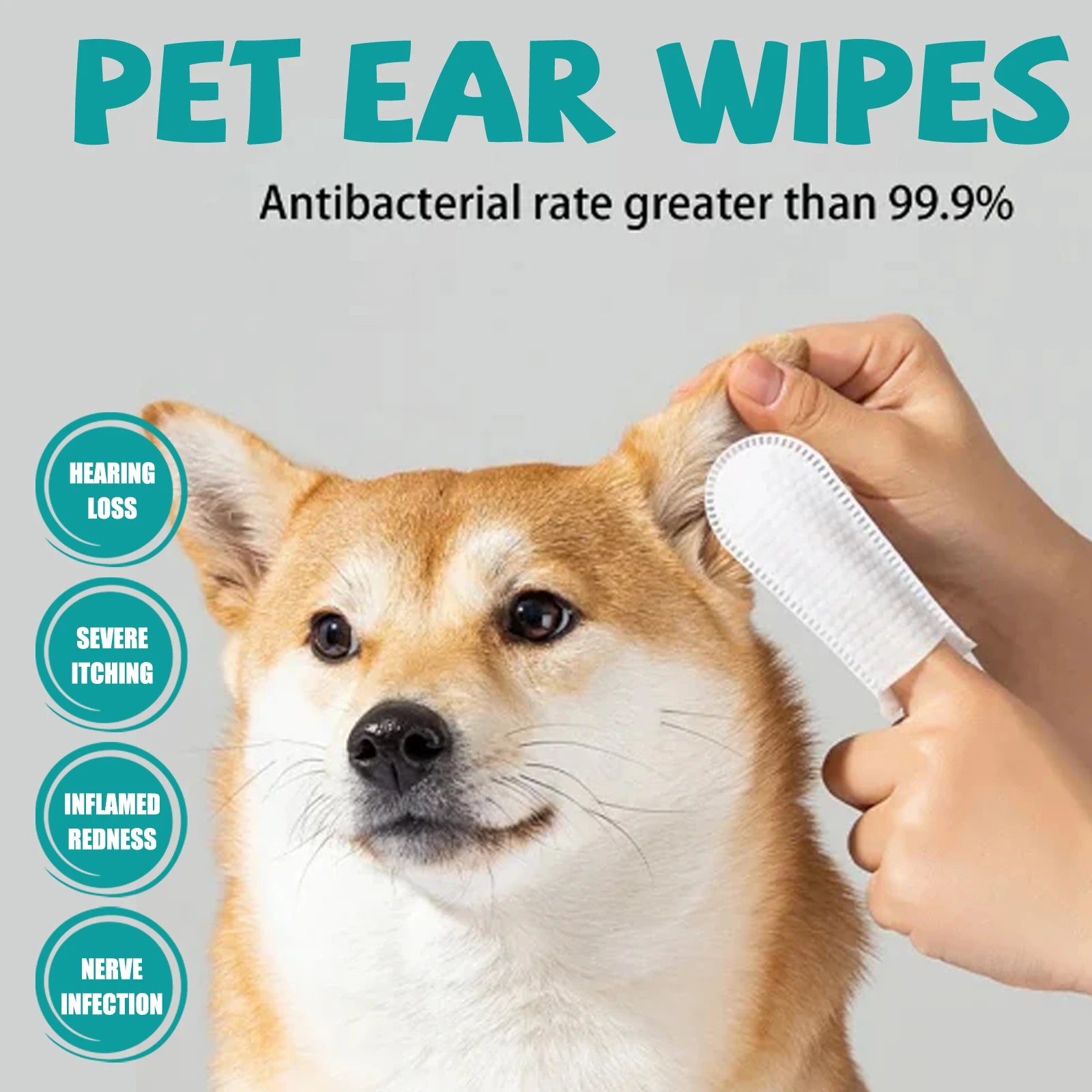 Pet Ear Cleaning Wipes for Dogs And Cats - Ear Mite Removal Stain Eliminator Antipruritic Formula Reduces Ear Wax Buildup