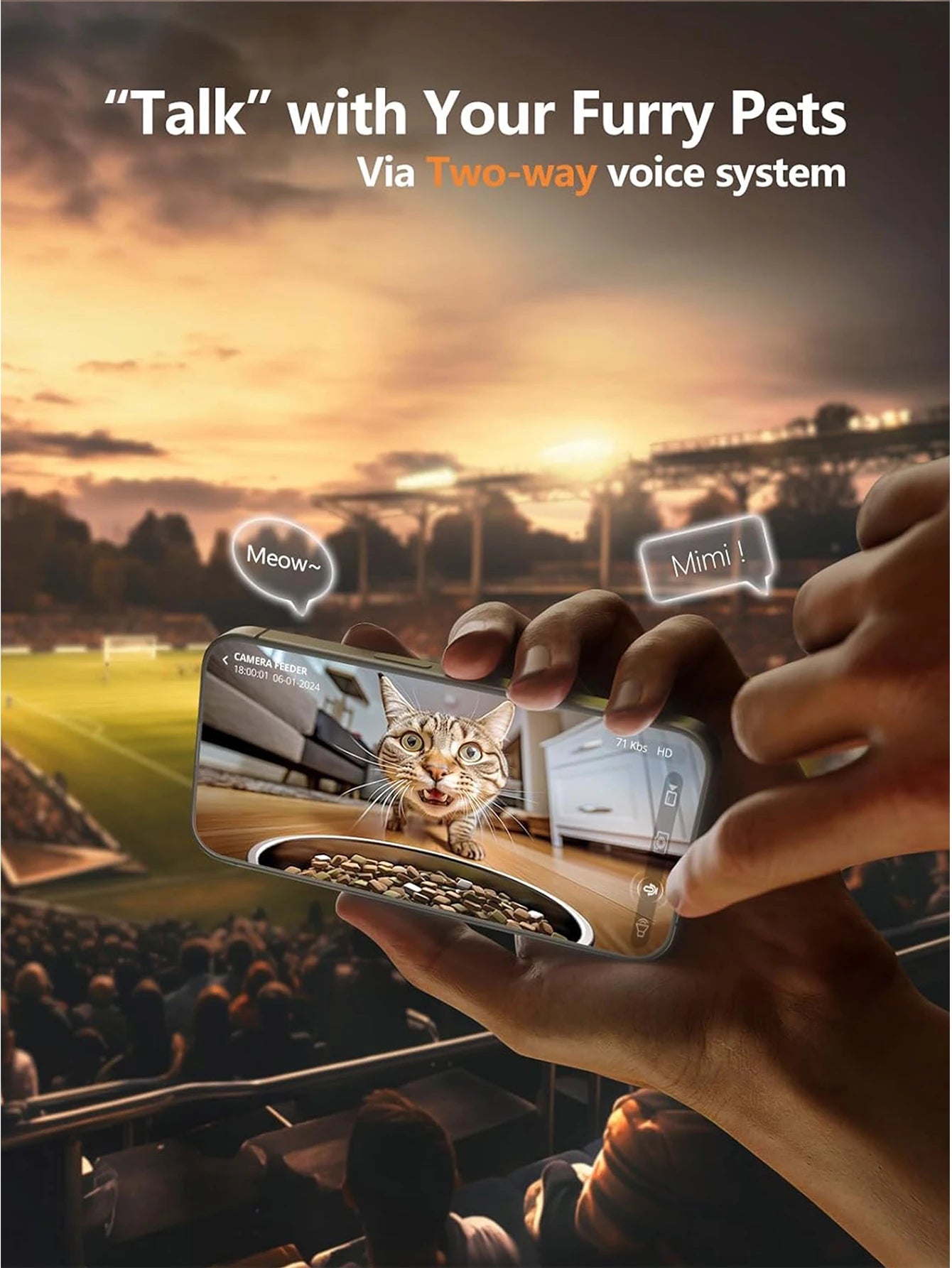 1080P HD Camera Automatic Cat Feeder Smart Food Dispenser with 5G WiFi Tuya Pet Kibble Feeder Stainless Steel Dog Accessories