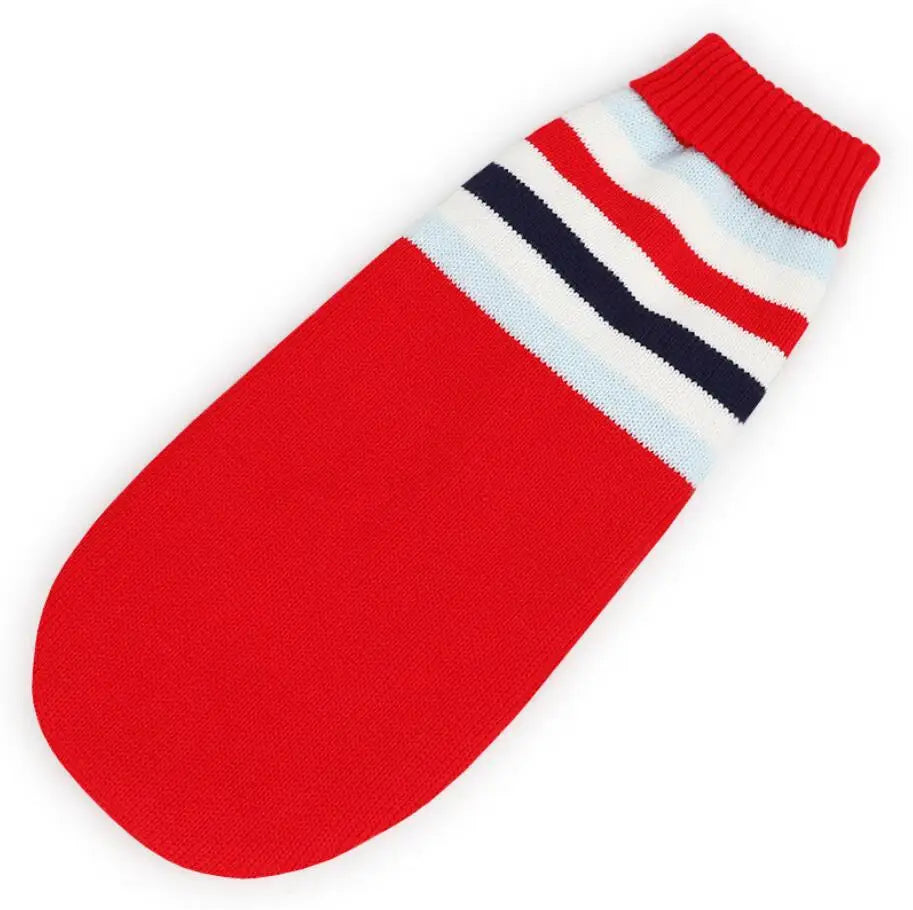 Christmas Reindeer Snowflake Knitted Dog Sweater Medium Large Sizes Turtleneck Pullover Pet Clothes Red Gray Navy Blue Wool Blend