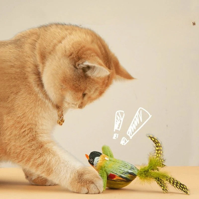 Interactive Cat Toy Teaser with Sounding Catnip Indoor Wall Hanging Bird Design for Chasing And Teasing Kept Short And Eye Catching