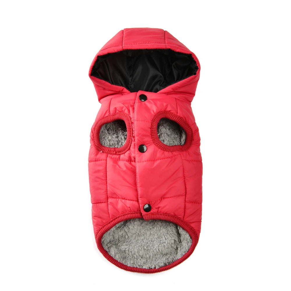 Warm Fleece Dog Hoodie Coat for Small Medium Dogs Winter Thick Cozy Jacket with D-Ring Puppy Parka Costume Striped Polyester Cotton