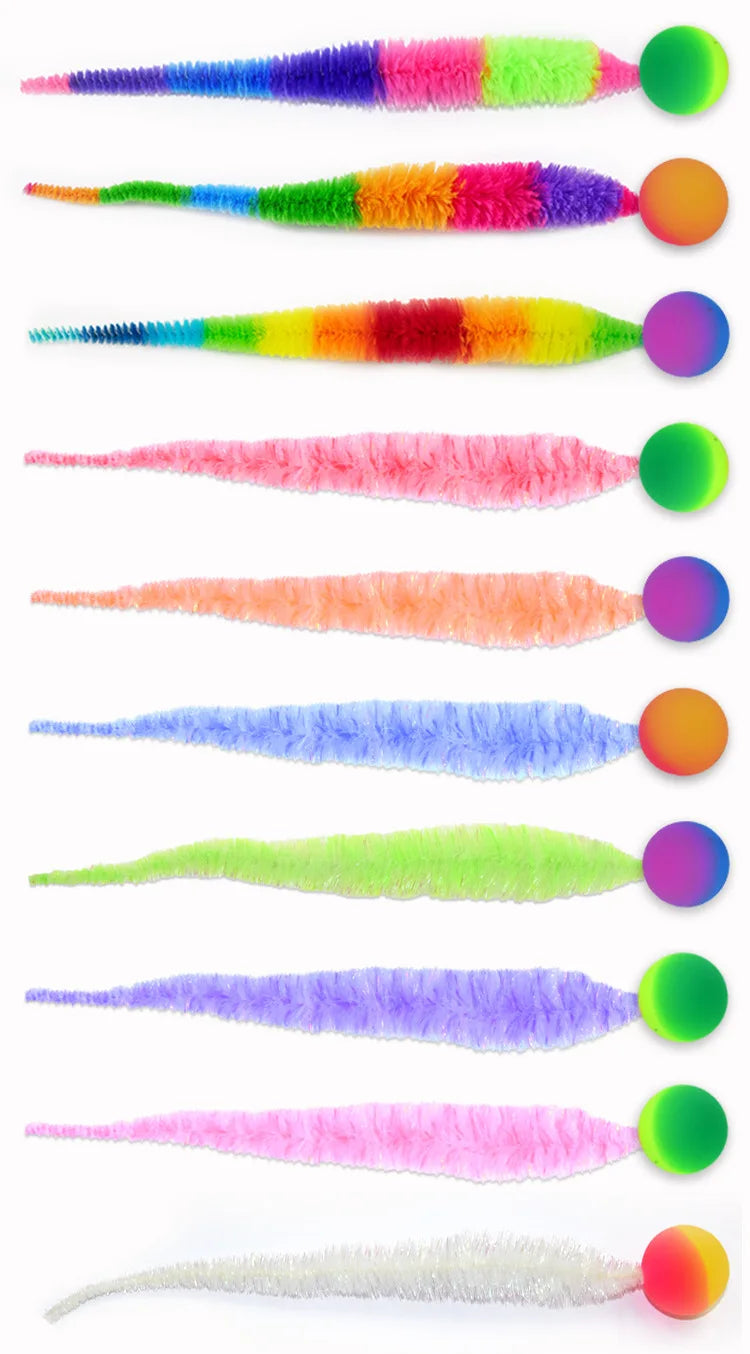 Interactive Cat Toy Tickle Cat Colorful Bouncing Ball Elastic Teasing Puzzle Pet Supplies for Indoor Cats