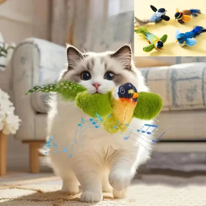 Interactive Indoor Cat Toy Teaser Sounding Catnip-Filled Wall Hanging Bird Toy for Chasing And Teasing Keeps Cats Entertained