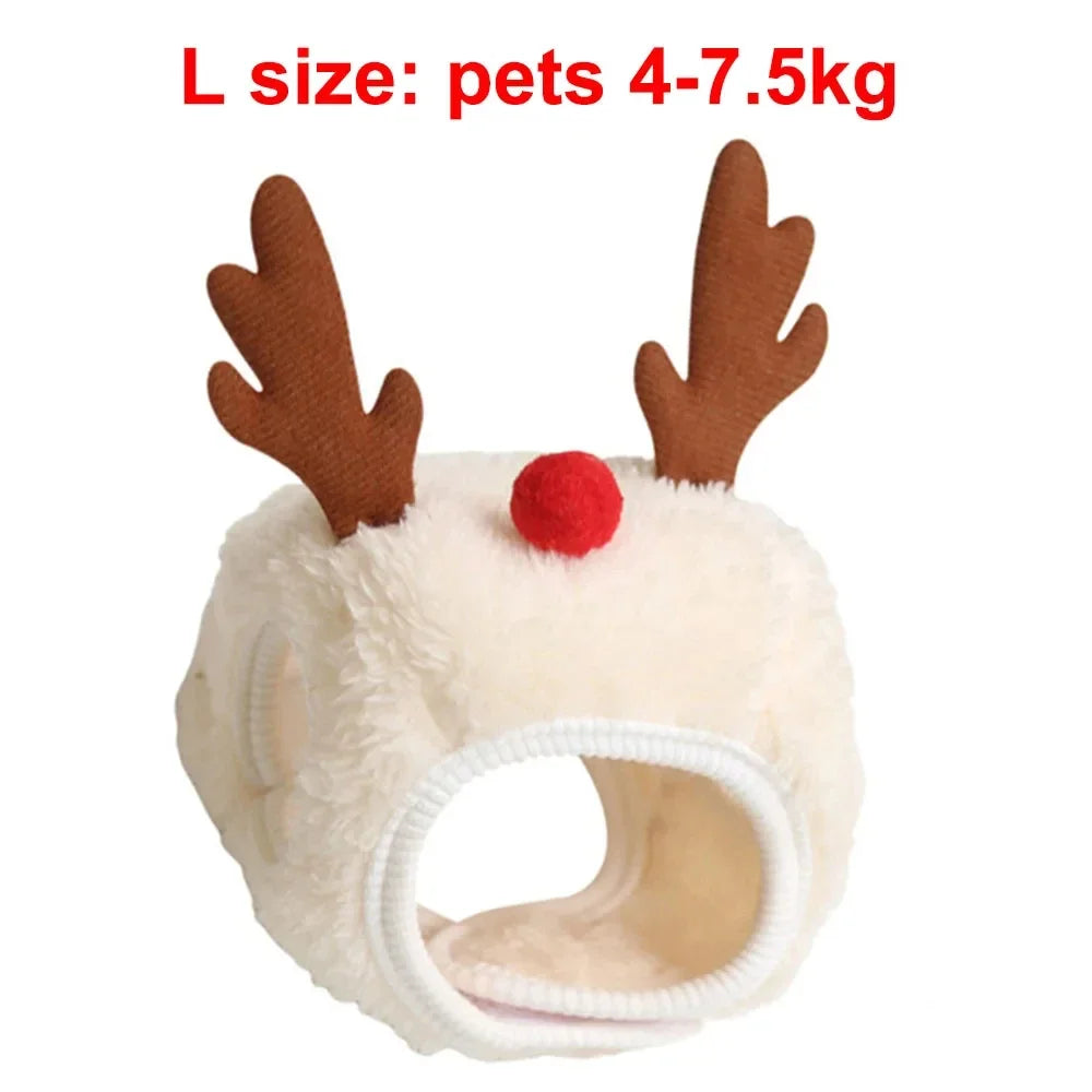 Pet Holiday Costume Set for Cats - Christmas Puppy Dog Cat Santa Elk Hat with Bandana Bib Scarf Cat Accessories Fashion Dress up Supplies