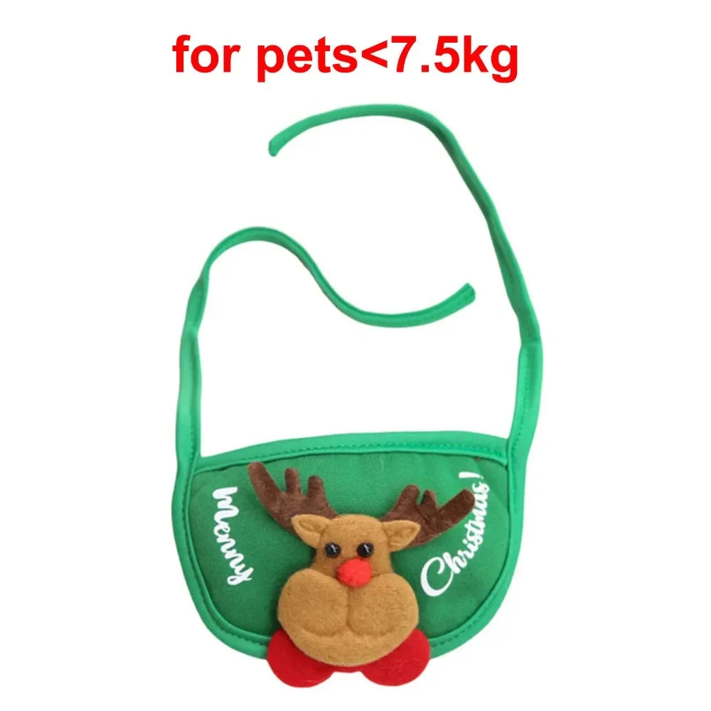Pet Holiday Costume Set for Cats - Christmas Puppy Dog Cat Santa Elk Hat with Bandana Bib Scarf Cat Accessories Fashion Dress up Supplies