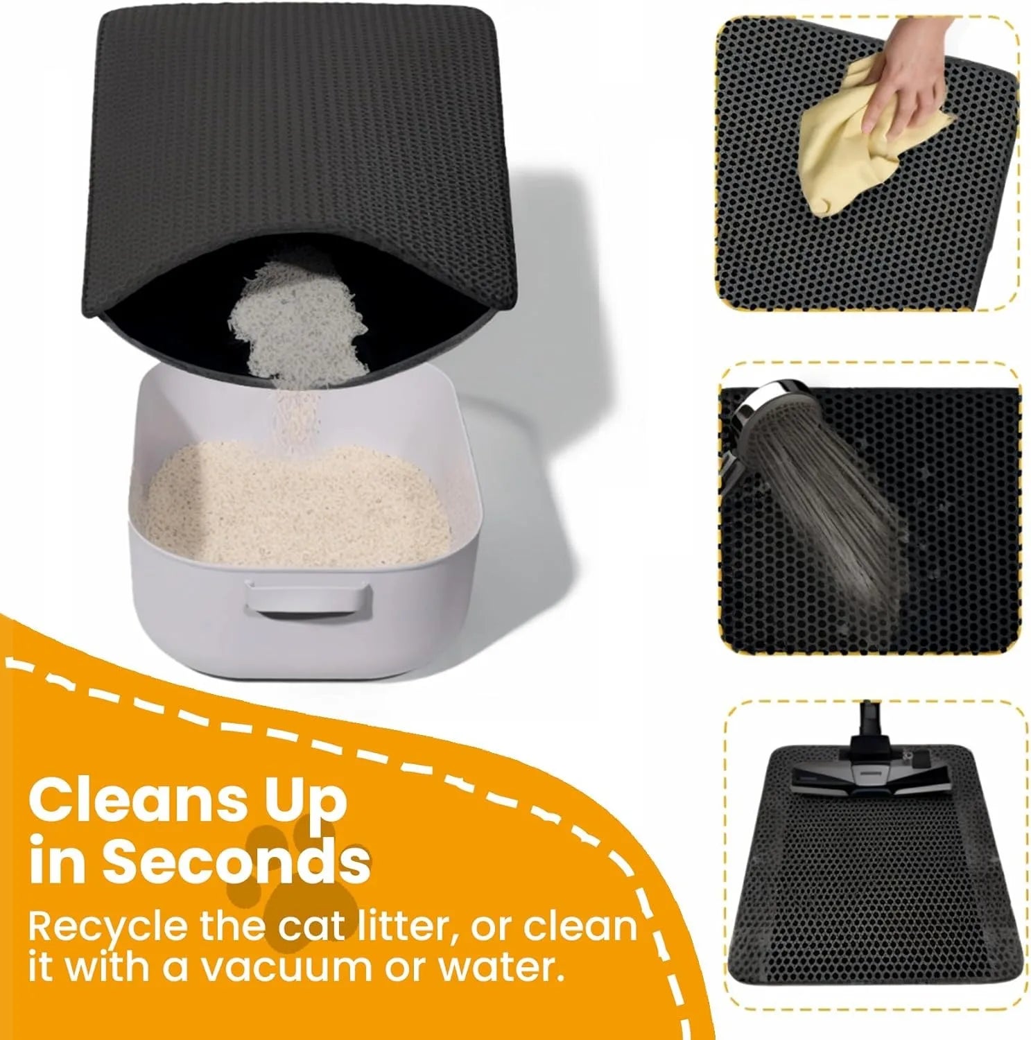 Double Layer Non-Slip Cat Litter Mat Wear-Resistant Waterproof Filter Mat Breathable Machine Washable for Cats & Kittens