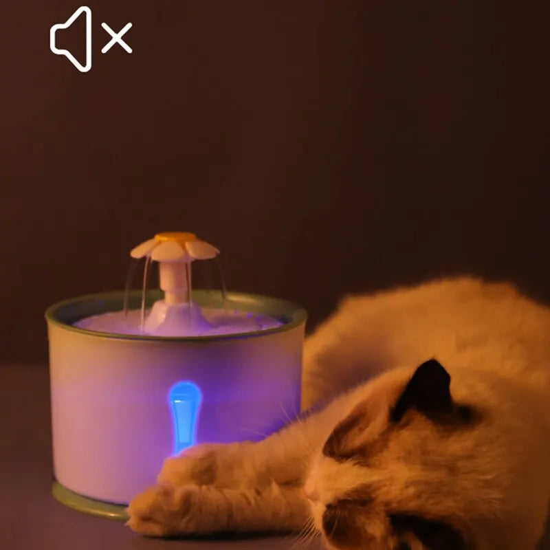 2.4L Cat Drinking Water Fountain with Activated Carbon Filters LED Automatic Feeder USB Charging Pet Dispenser Container