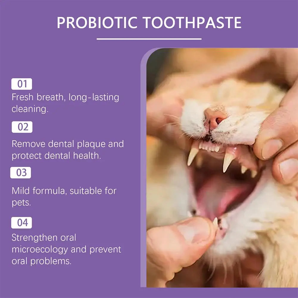 Pet Probiotic Toothpaste for Dogs And Cats Fresh Breath Formula Improves Bad Breath Reduces Dental Plaque Removes Tartar Oral Care