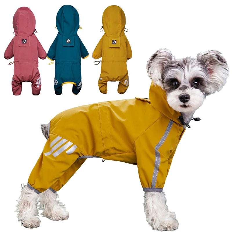 Reflective Waterproof Dog Raincoat Jumpsuit Pet Clothes for Small Medium Dogs Chihuahua Maltese Schnauzer Puppy Overalls