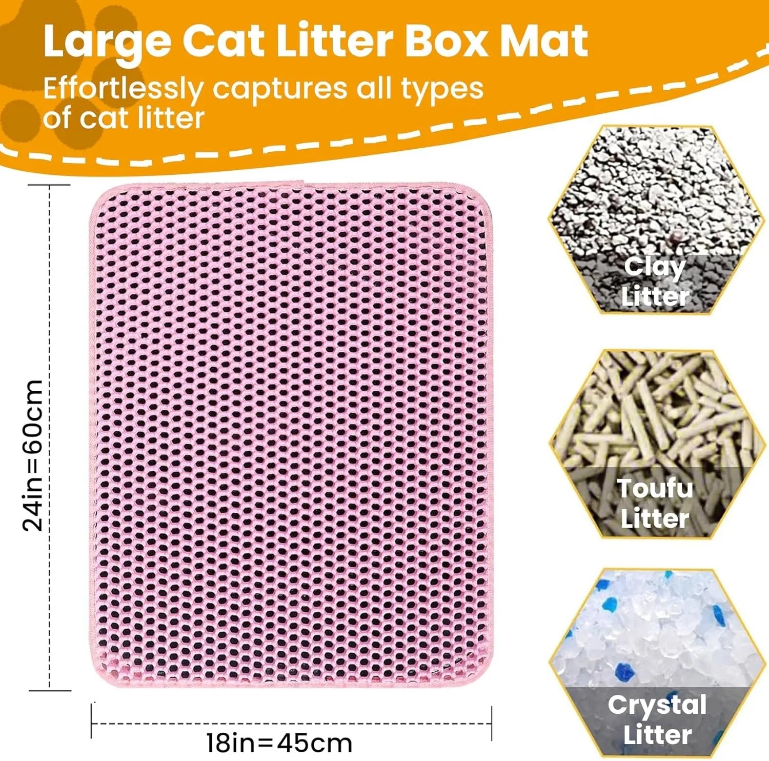 Double Layer Non-Slip Cat Litter Mat Wear-Resistant Waterproof Filter Mat Breathable Machine Washable for Cats & Kittens