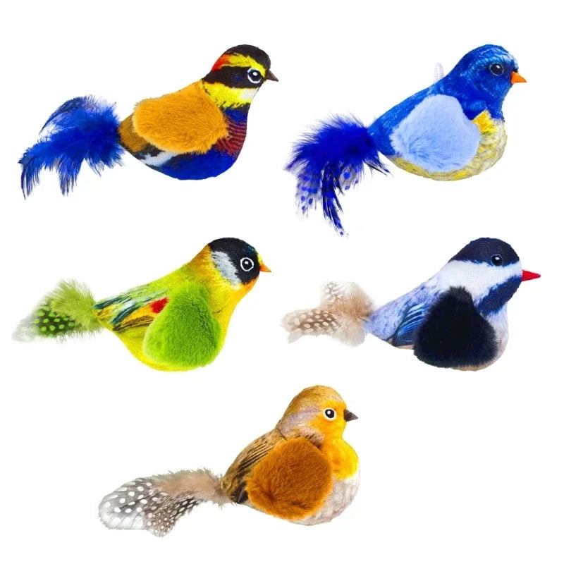 Interactive Birds Toy for Cats Indoor Chasing Teasing Velvet Feather Cat Playtime Accessory