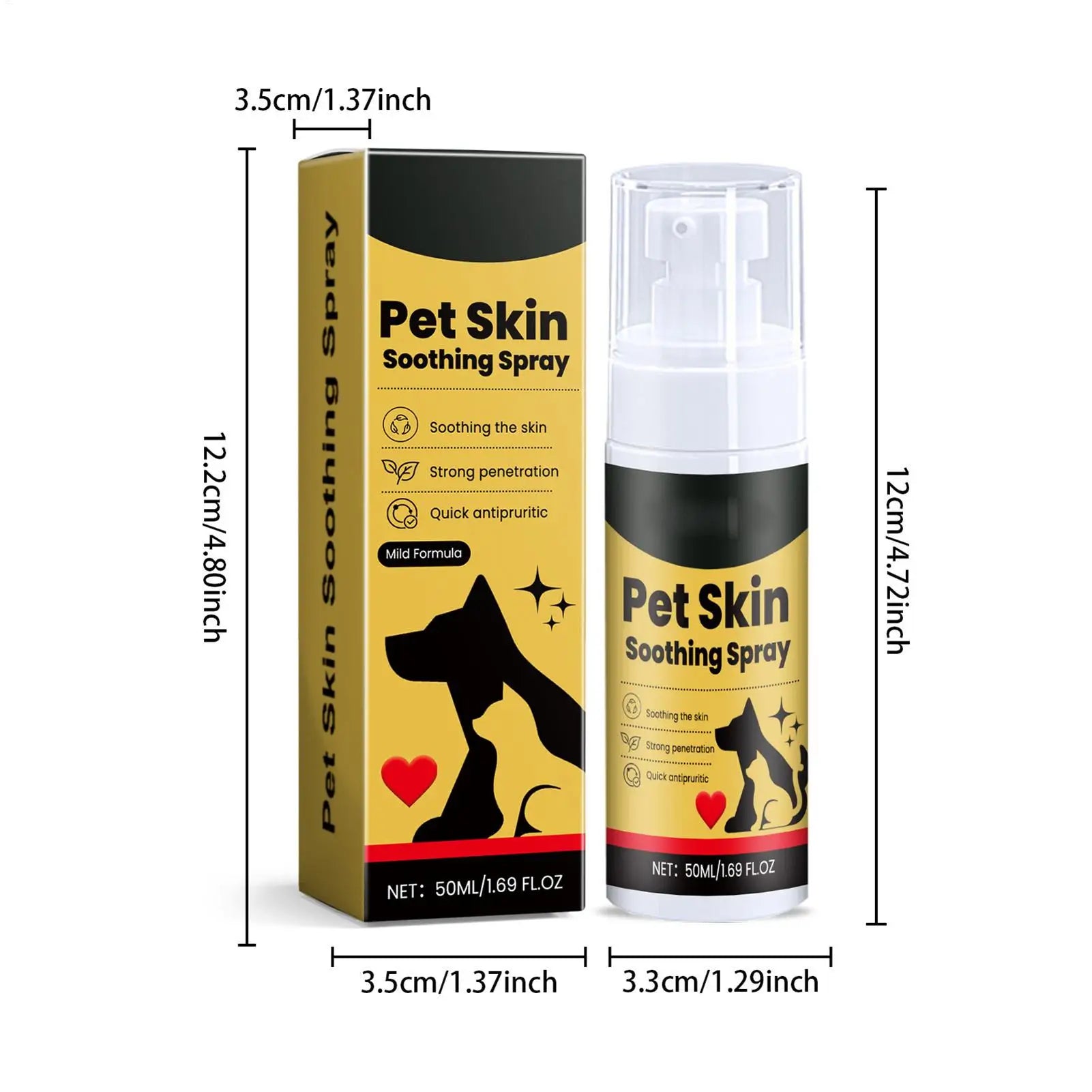 50ml Pet Skin Itch Relief Spray for Dogs & Cats Gentle Moisturizing Cleansing Soothing Daily Use Sensitive Skin Care