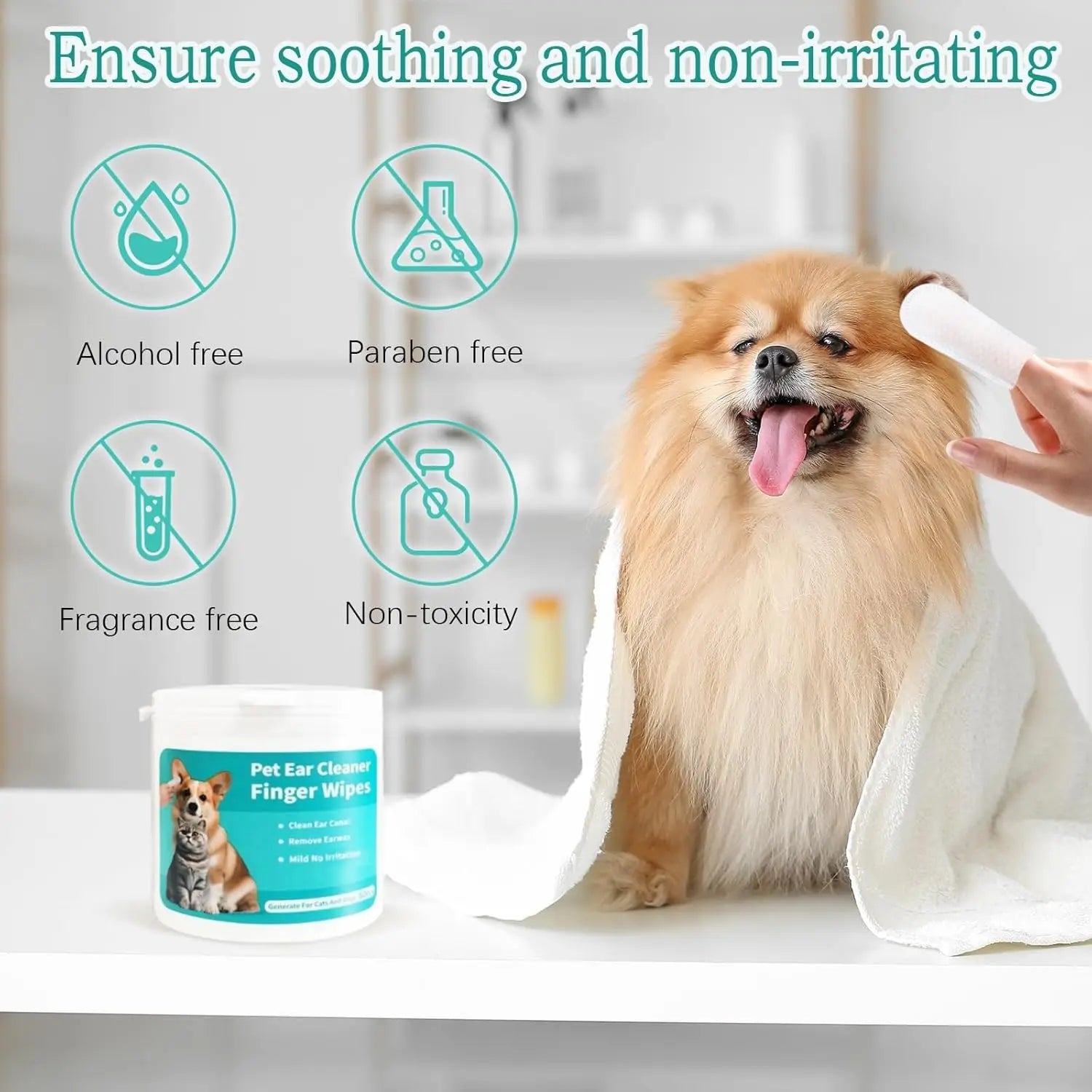 Pet Ear Wipes Soft Easy Otic Cleaning Pads for Cats And Dogs Regular Soothing Ear Cleaner Finger Wipes Pet Supplies