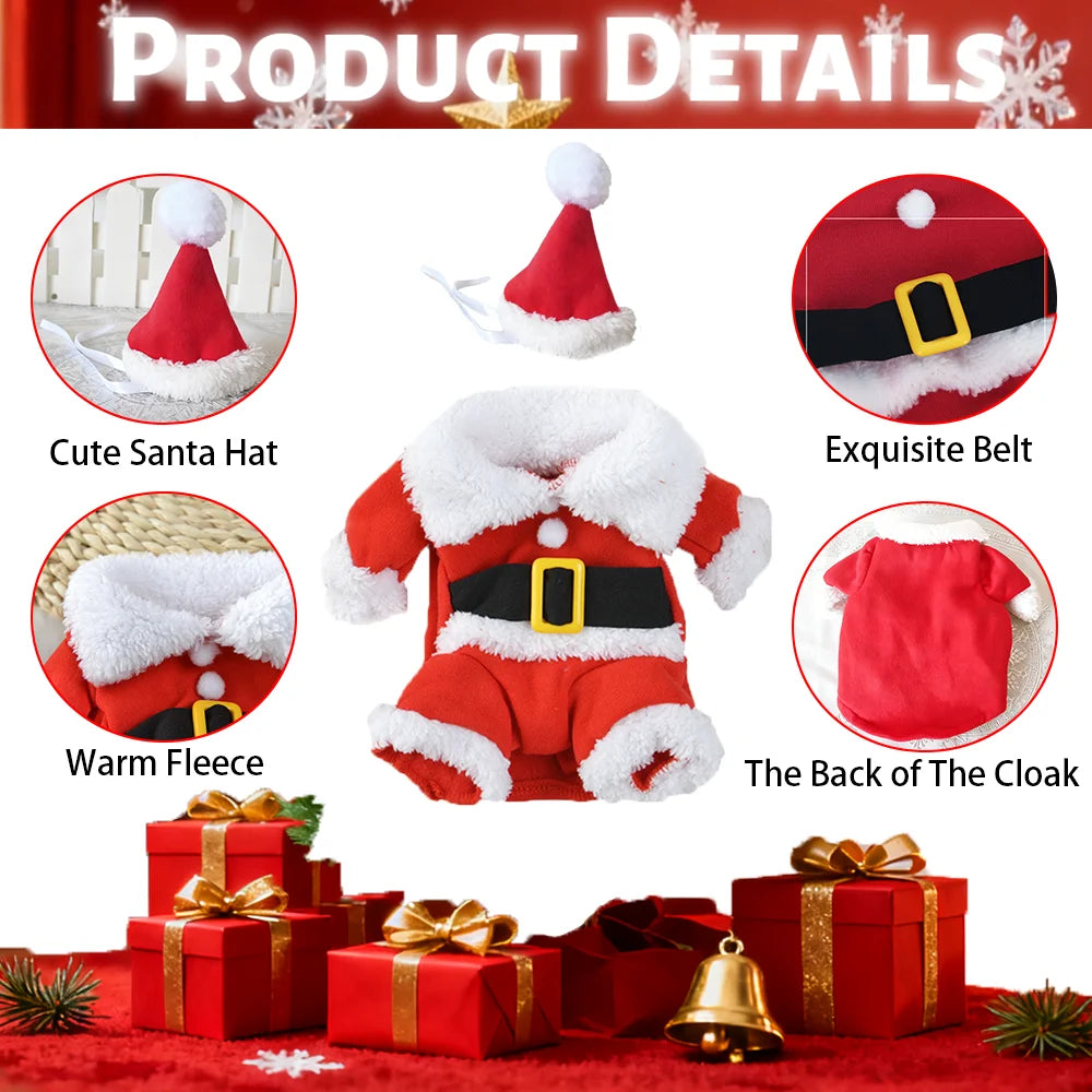 Cute Cat Costume Santa Claus Dress up Funny Pets Cosplay Clothes for Small Medium Dogs Cats Puppy Kitty Sphynx Pug - Christmas Theme