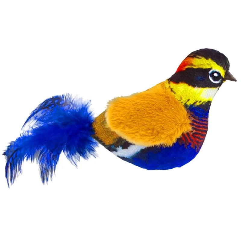 Interactive Birds Toy for Cats Indoor Chasing Teasing Velvet Feather Cat Playtime Accessory