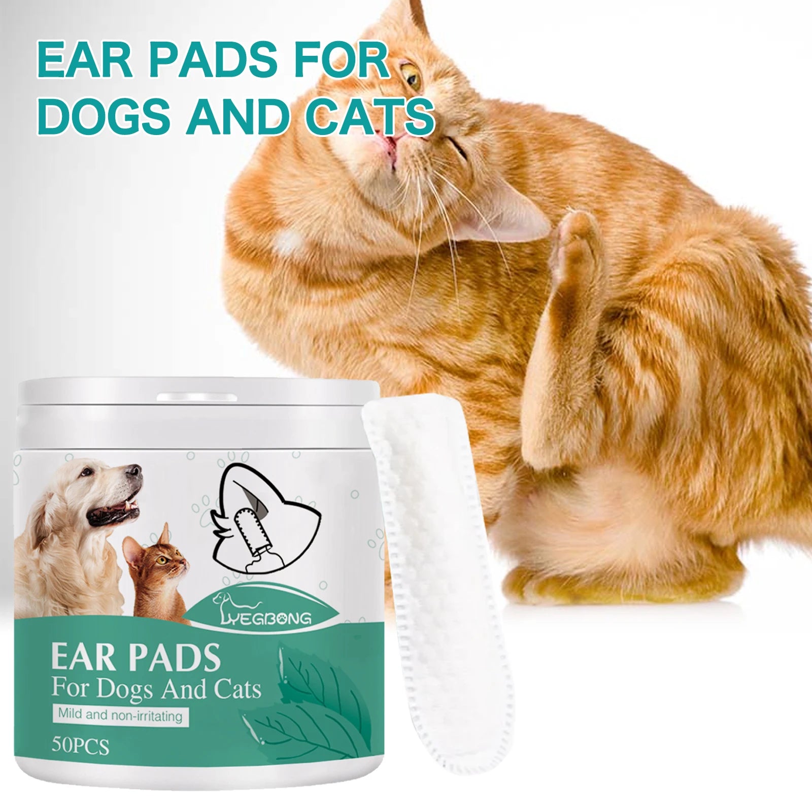 Pet Ear Cleaning Wipes for Dogs And Cats - Ear Mite Removal Stain Eliminator Antipruritic Formula Reduces Ear Wax Buildup