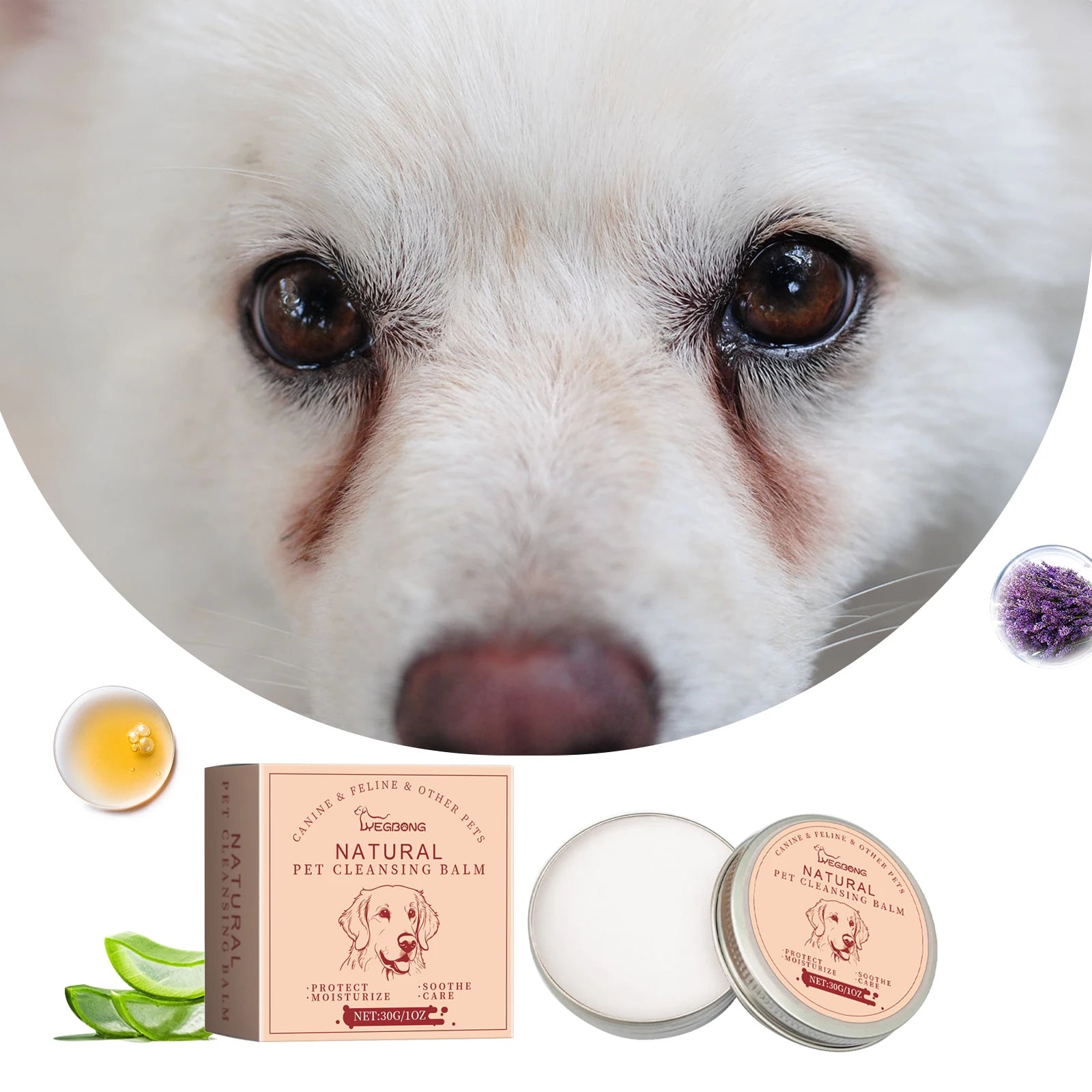 YEGBONG Pet Tear Stain Remover Balm for Dogs 30g Eye Cleaning Cream Reduces Tear Marks Prevents Pigmentation Dries Eyes