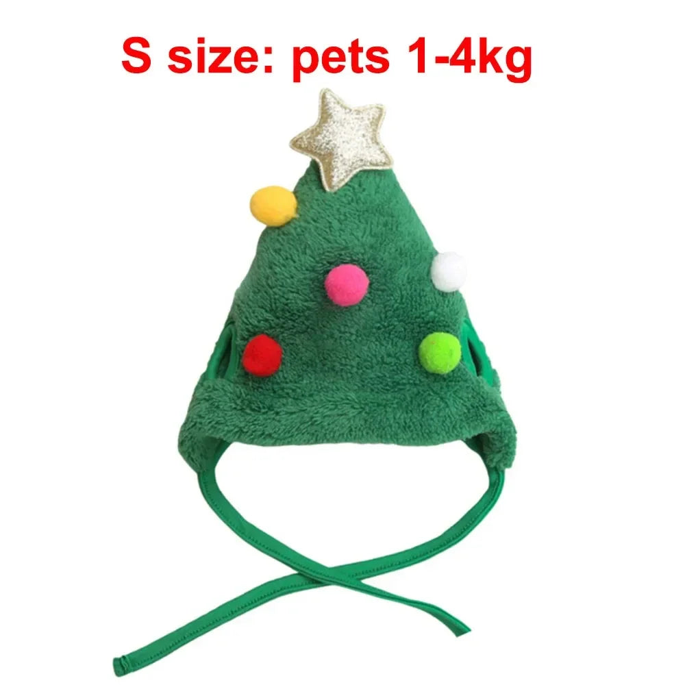 Pet Holiday Costume Set for Cats - Christmas Puppy Dog Cat Santa Elk Hat with Bandana Bib Scarf Cat Accessories Fashion Dress up Supplies