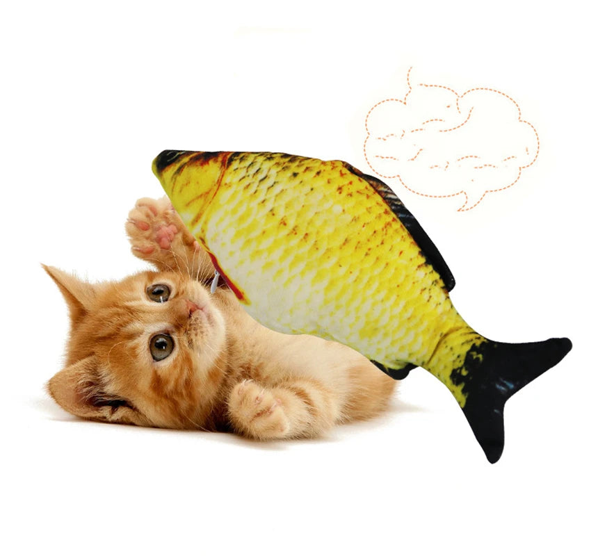 3D Simulation Cat Toy Soft Plush Fish Interactive Chewing Fake Cat Fish with Catnip Anti-Bite Pet Supplies for Cats in 20/30/40 Sizes