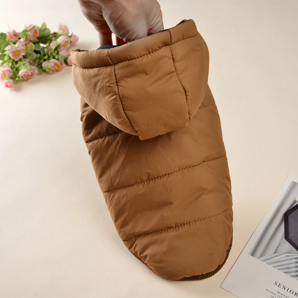 Warm Fleece Dog Hoodie Coat for Small Medium Dogs Winter Thick Cozy Jacket with D-Ring Puppy Parka Costume Striped Polyester Cotton