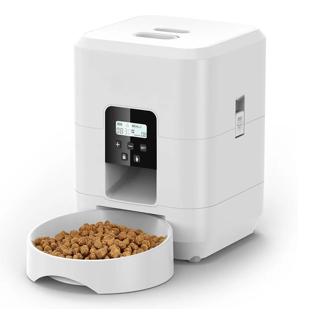 Smart Pet Feeder Automatic Cat Dog Slow Food Dispenser with Timed Quantitative Feeding LCD Display Plastic Pet Bowl