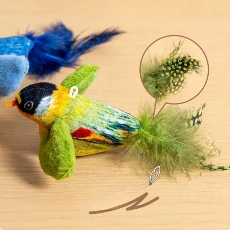 Interactive Indoor Cat Toy Teaser Sounding Catnip-Filled Wall Hanging Bird Toy for Chasing And Teasing Keeps Cats Entertained
